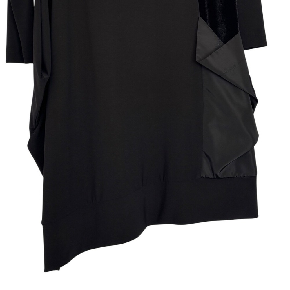 Naya Black Velvet Trim Art Cowl‎ Asymmetric Dress Small Y2K MSRP $230 - Picture 7 of 16